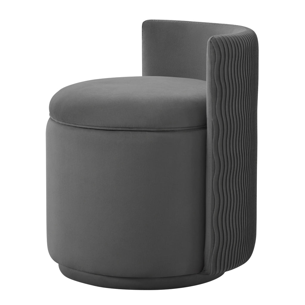 Velvet Swivel Accent Chair with Storage, 360° Vanity Makeup Chair with Wave Back, No Assembly Comfy Single Sofa Chair, Small Accent Stool for Bedroom, Dressing, Living Room