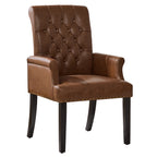 PU Leather Dining Chair with Arms, Brown