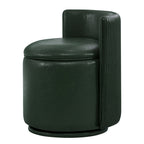 Velvet Swivel Accent Chair with Storage, 360° Vanity Makeup Chair with Wave Back, No Assembly Comfy Single Sofa Chair, Small Accent Stool for Bedroom, Dressing, Living Room