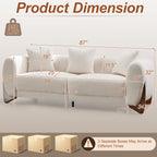 87" Boucle Couch with Solid Wood Legs,Beige