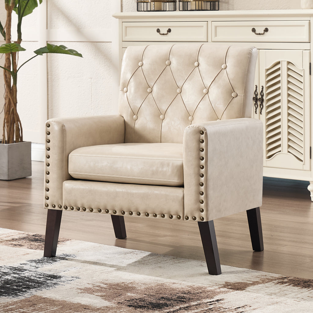 Mid Century Modern Accent Chair, White