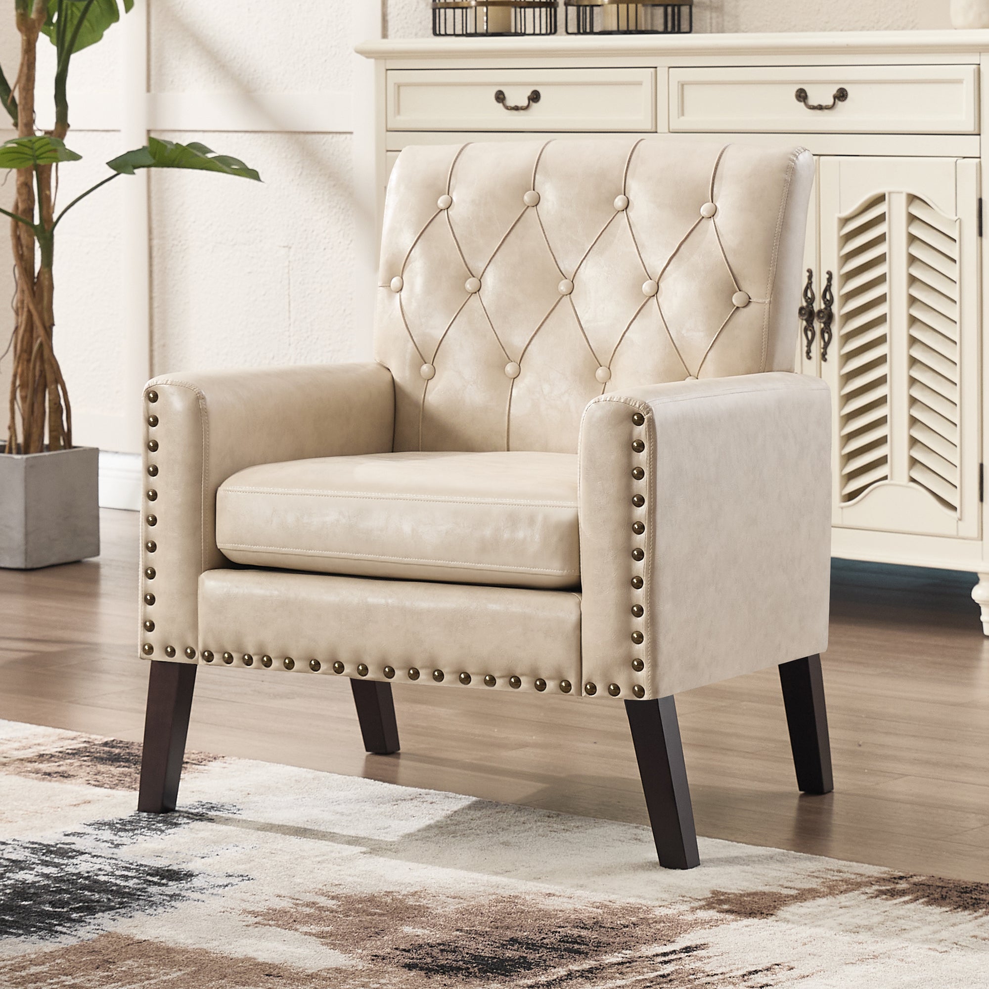 Mid Century Modern Accent Chair, White