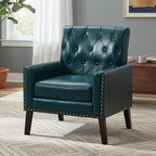 Mid Century Modern Accent Chair, Forest Green Faux Leather Club Chair for Living Room, Bedroom, Office, or Reception Room