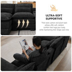 125'' U Shaped Cloud Modular Sectional Sofa with Chaise Lounges, Chenille Upholstered Comfy Couch with Storage Console, USB Charging Ports & Cup Holders, Modern Deep Seat Sofa for Living Room