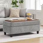 45 Inch Large Storage Ottoman Bench，Light Gray