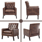Mid Century Modern Accent Chair, Dark Brown Faux Leather Club Chair for Living Room, Bedroom, Office, or Reception Room