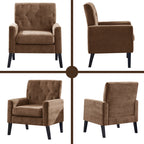 Mid Century Modern Accent Chairs, Brown Chenille Office Chair for Reception - Tufted Upholstered Club Chair for Living Room, Bedroom, or Waiting Room