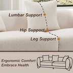 87" Boucle Couch with Solid Wood Legs,Beige