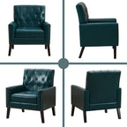 Mid Century Modern Accent Chair, Forest Green Faux Leather Club Chair for Living Room, Bedroom, Office, or Reception Room