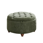 Round Storage Ottoman，Green