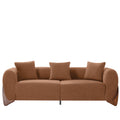 87" Boucle Couch with Solid Wood Legs,Camel