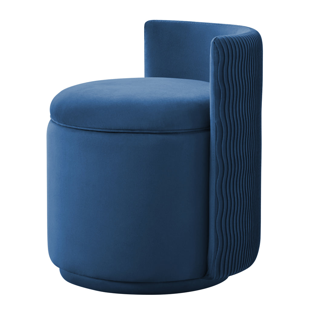 Vanity Chair with Storage，Velvet, Blue