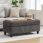 45 Inch Large Storage Ottoman Bench，Dark Gray