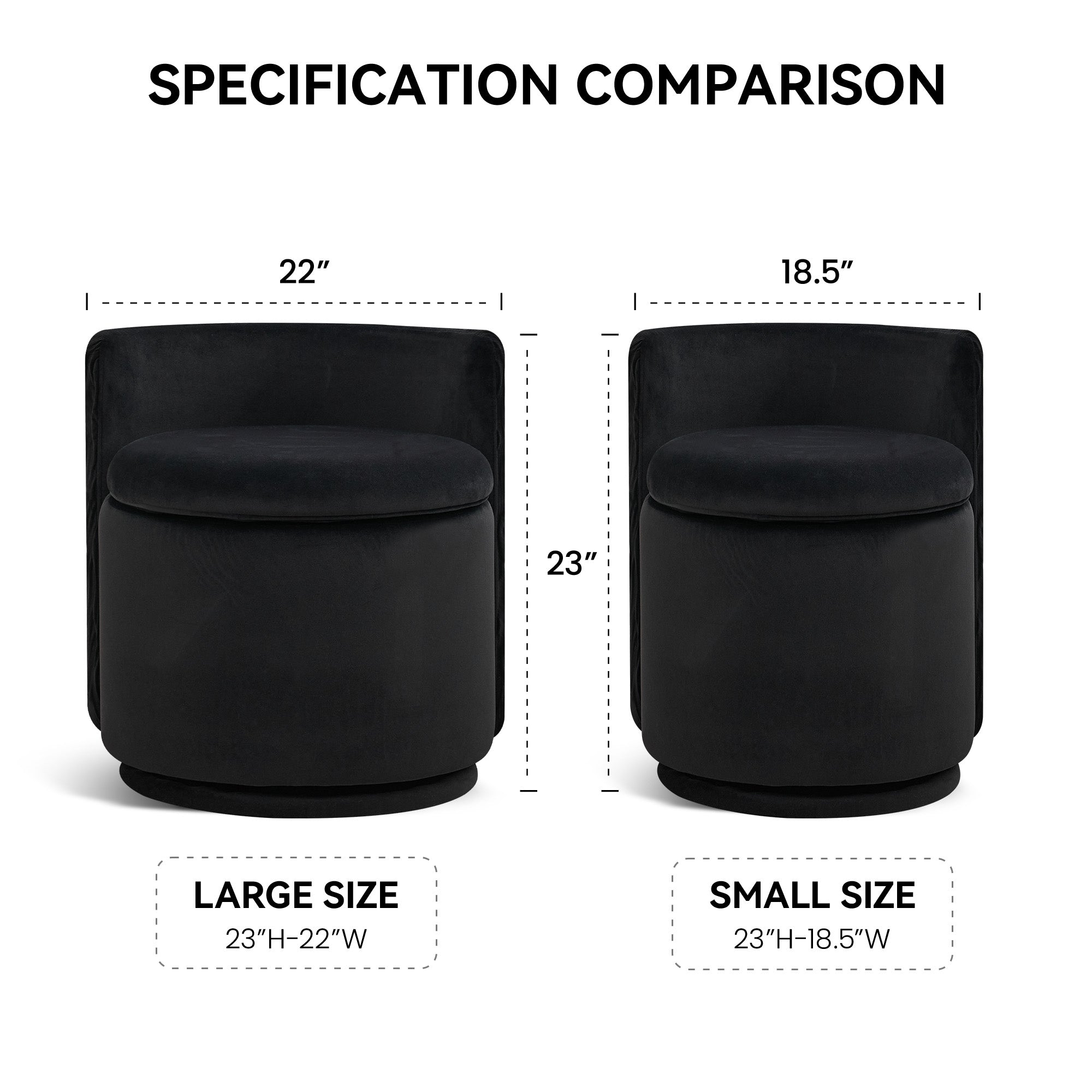 Vanity Chair with Storage，Velvet, Black