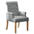 Fabric Dining Chair with Arms，Light Gray