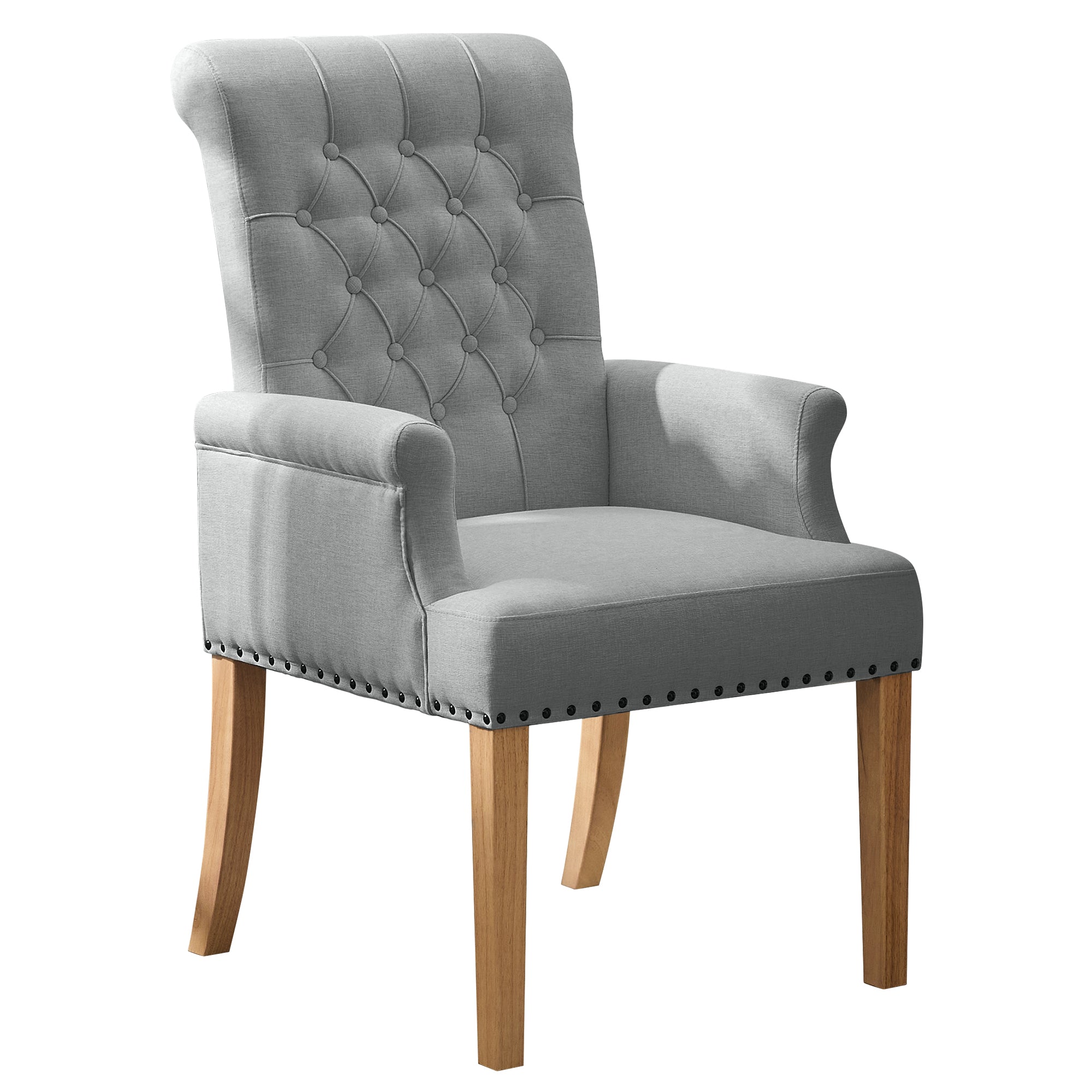 Fabric Dining Chair with Arms，Light Gray