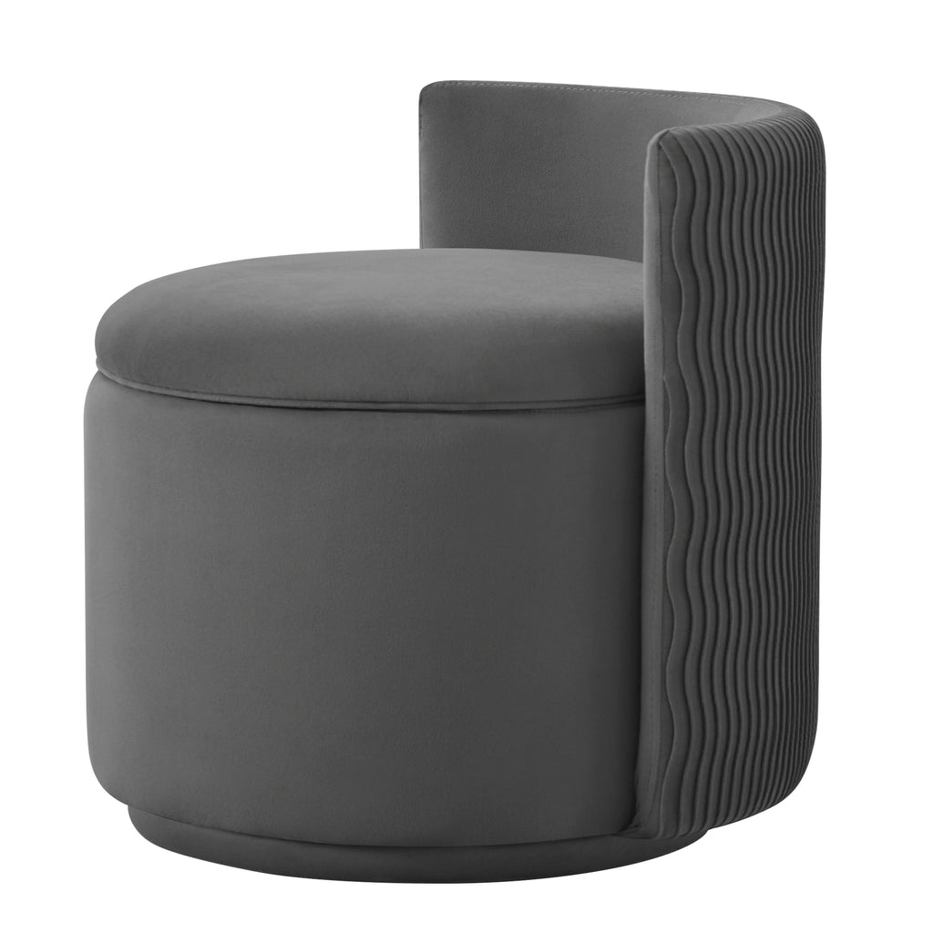 Velvet Swivel Accent Chair with Storage, 360° Vanity Makeup Chair with Wave Back, No Assembly Comfy Single Sofa Chair, Small Accent Stool for Bedroom, Dressing, Living Room