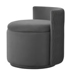 Velvet Swivel Accent Chair with Storage, 360° Vanity Makeup Chair with Wave Back, No Assembly Comfy Single Sofa Chair, Small Accent Stool for Bedroom, Dressing, Living Room