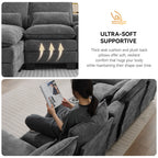 125'' U Shaped Cloud Modular Sectional Sofa with Chaise Lounges, Chenille Upholstered Comfy Couch with Storage Console, USB Charging Ports & Cup Holders, Modern Deep Seat Sofa for Living Room