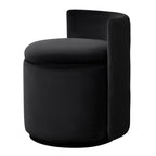 Vanity Chair with Storage，Velvet, Black
