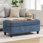 45 Inch Large Storage Ottoman Bench，Blue