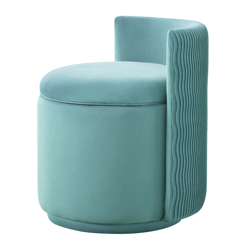 Velvet Swivel Accent Chair with Storage, 360° Vanity Makeup Chair with Wave Back, No Assembly Comfy Single Sofa Chair, Small Accent Stool for Bedroom, Dressing, Living Room