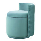 Velvet Swivel Accent Chair with Storage, 360° Vanity Makeup Chair with Wave Back, No Assembly Comfy Single Sofa Chair, Small Accent Stool for Bedroom, Dressing, Living Room