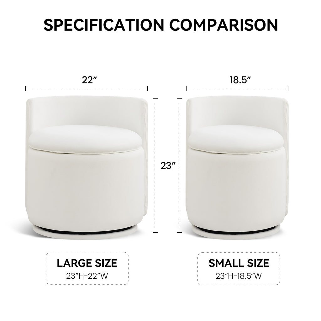 Vanity Chair with Storage，Velvet, White