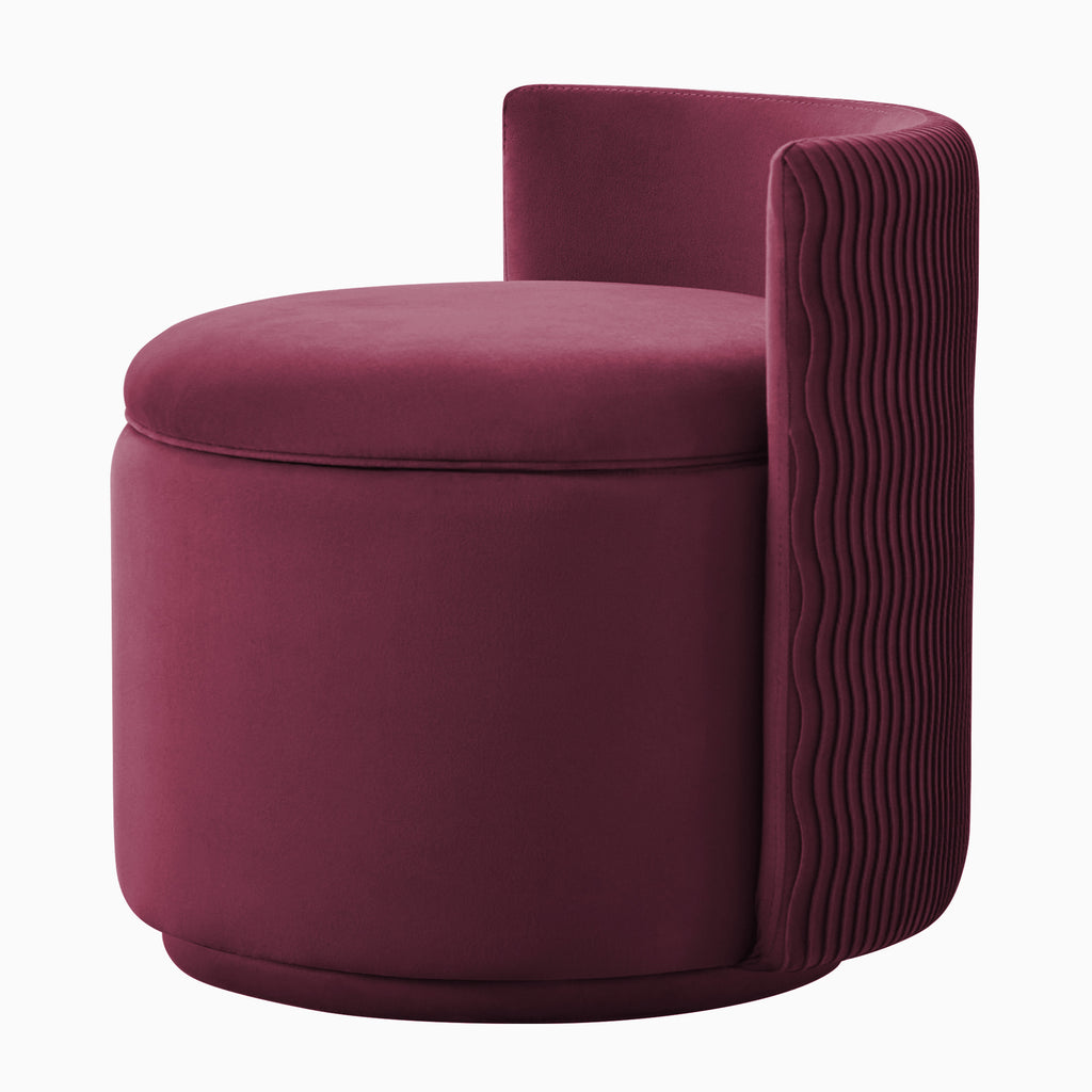 Velvet Swivel Accent Chair with Storage, 360° Vanity Makeup Chair with Wave Back, No Assembly Comfy Single Sofa Chair, Small Accent Stool for Bedroom, Dressing, Living Room