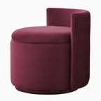 Velvet Swivel Accent Chair with Storage, 360° Vanity Makeup Chair with Wave Back, No Assembly Comfy Single Sofa Chair, Small Accent Stool for Bedroom, Dressing, Living Room