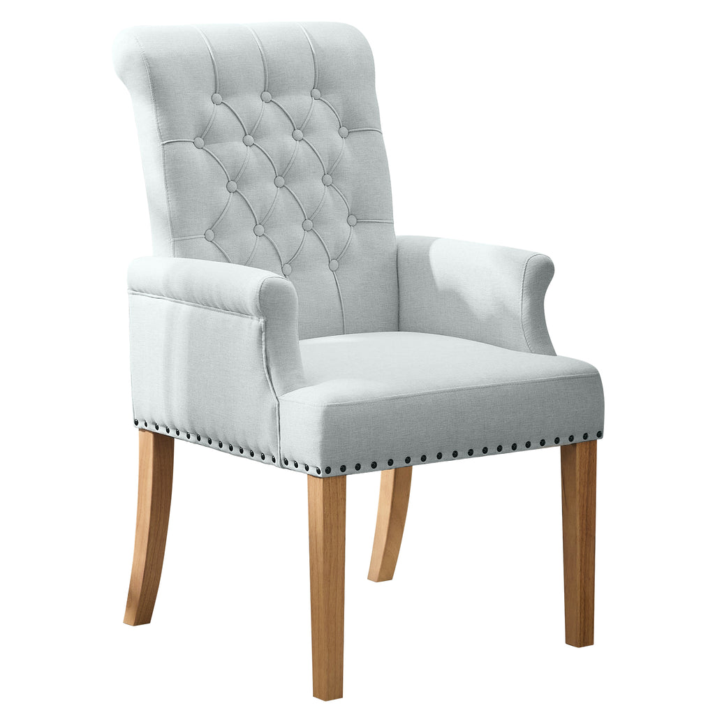 Fabric Dining Chair with Arms，Sky Blue