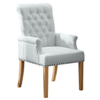 Fabric Dining Chair with Arms，Sky Blue