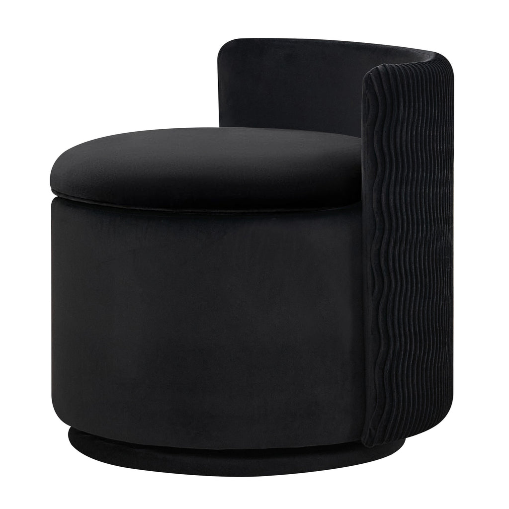 Velvet Swivel Accent Chair with Storage, 360° Vanity Makeup Chair with Wave Back, No Assembly Comfy Single Sofa Chair, Small Accent Stool for Bedroom, Dressing, Living Room