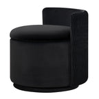 Velvet Swivel Accent Chair with Storage, 360° Vanity Makeup Chair with Wave Back, No Assembly Comfy Single Sofa Chair, Small Accent Stool for Bedroom, Dressing, Living Room