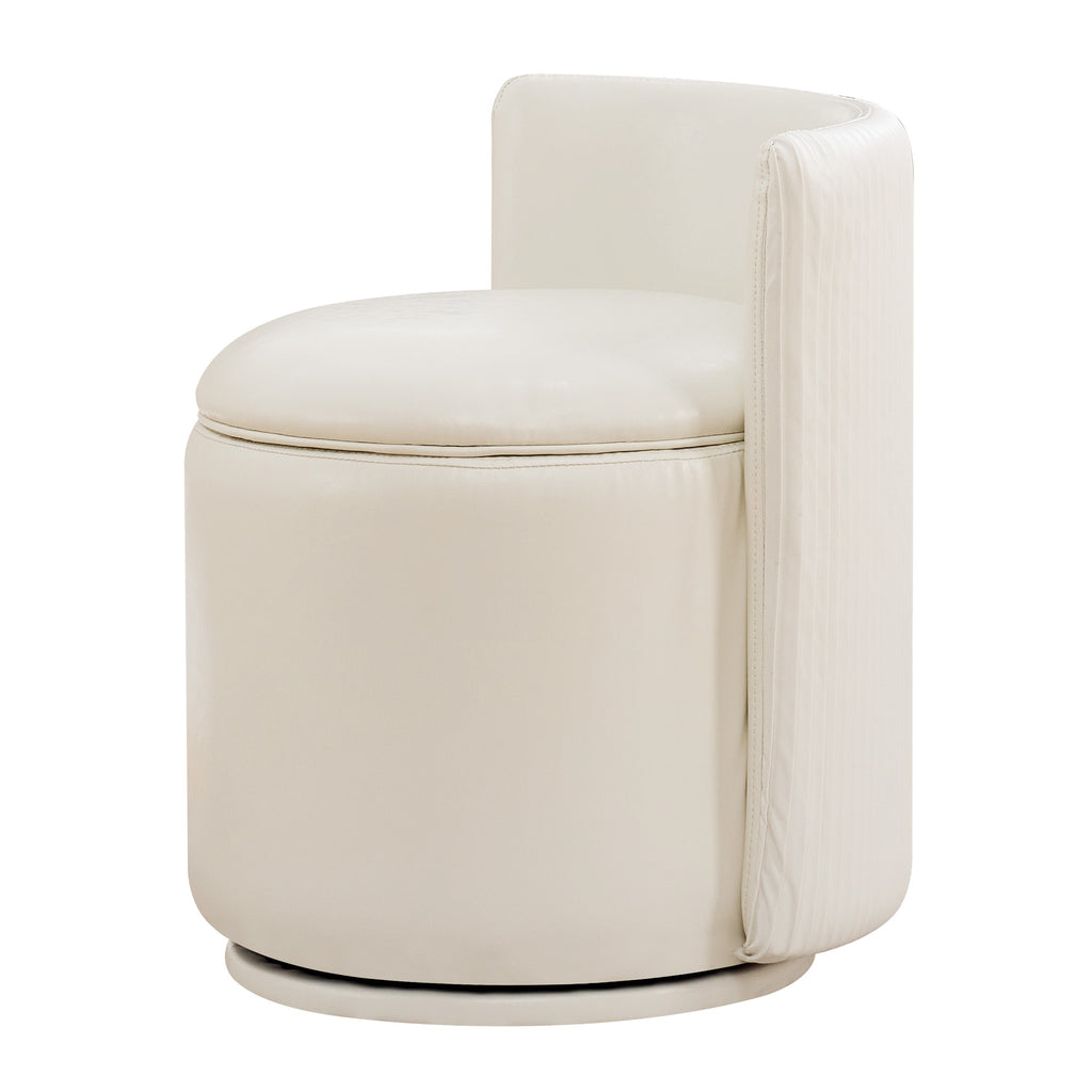 Vanity Chair with Storage，Leather, Beige