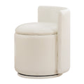 Vanity Chair with Storage，Leather, Beige