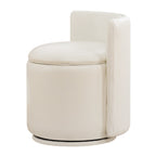Vanity Chair with Storage，Leather, Beige