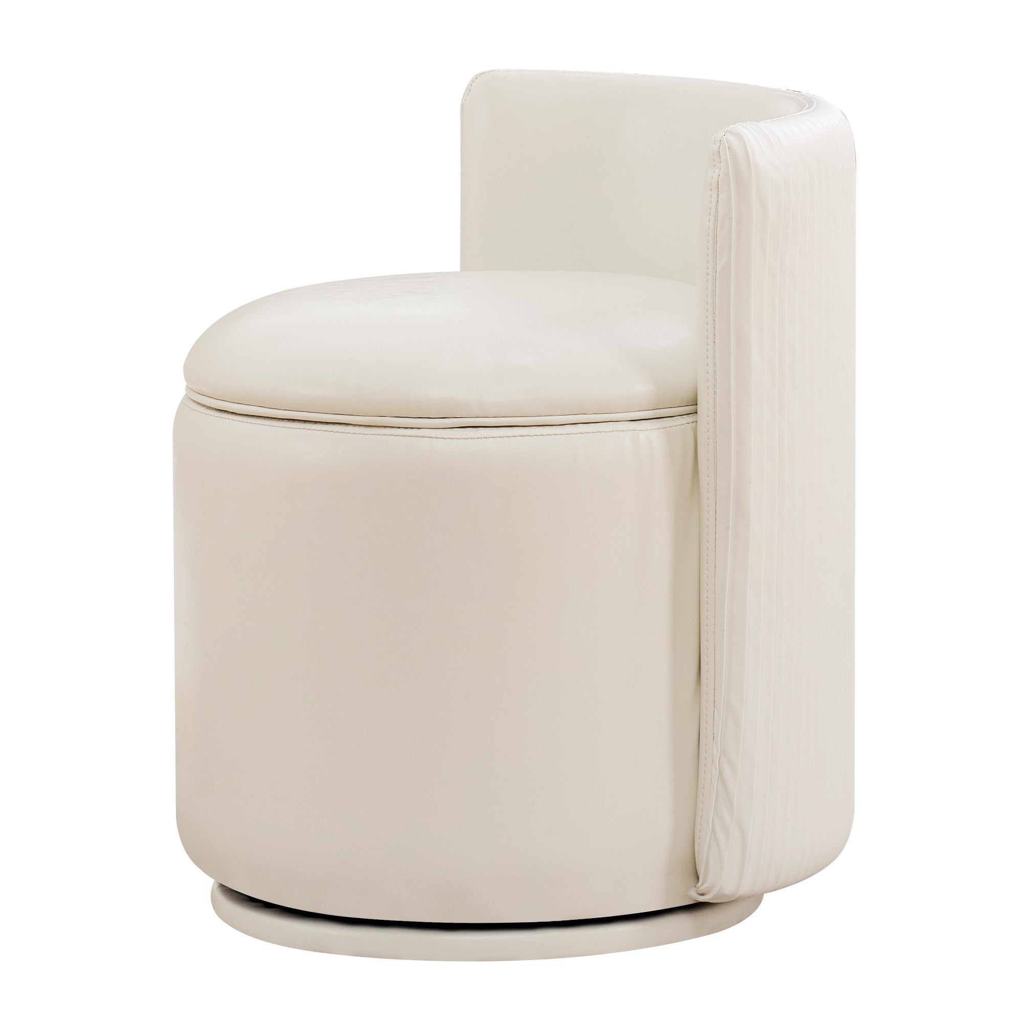 Vanity Chair with Storage，Leather, Beige
