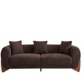 87" Boucle Couch with Solid Wood Legs,Brown