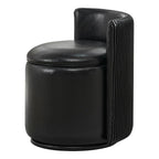 Vanity Chair with Storage，Leather, Black