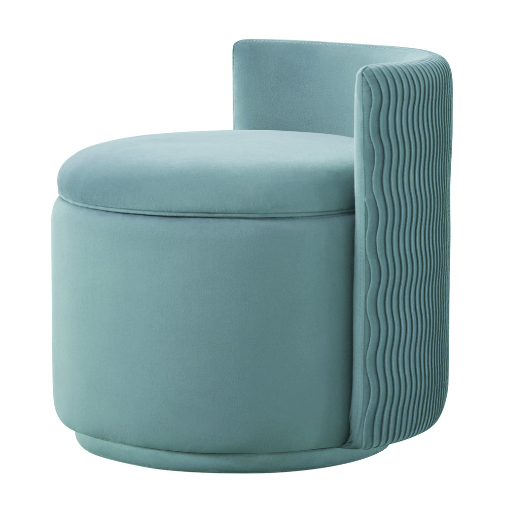 Velvet Swivel Accent Chair with Storage, 360° Vanity Makeup Chair with Wave Back, No Assembly Comfy Single Sofa Chair, Small Accent Stool for Bedroom, Dressing, Living Room