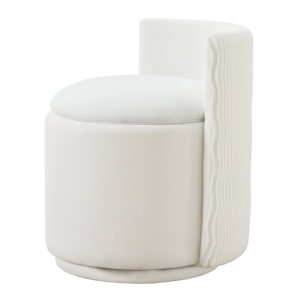 Velvet Swivel Accent Chair with Storage, 360° Vanity Makeup Chair with Wave Back, No Assembly Comfy Single Sofa Chair, Small Accent Stool for Bedroom, Dressing, Living Room