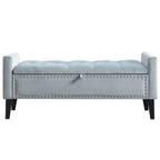 47" Velvet Storage Bench，Blue Grey