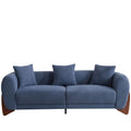 87" Boucle Couch with Solid Wood Legs,Blue
