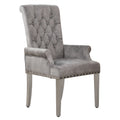 Velvet Dining Chair with Arms，Gray