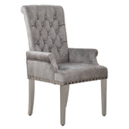 Velvet Dining Chair with Arms，Gray