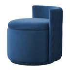 Velvet Swivel Accent Chair with Storage, 360° Vanity Makeup Chair with Wave Back, No Assembly Comfy Single Sofa Chair, Small Accent Stool for Bedroom, Dressing, Living Room
