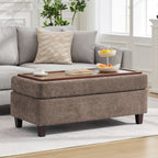 45 Inch Large Storage Ottoman Bench，Brown