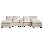 U Shaped Cloud Modular Sofa with Chaise Lounges，Beige