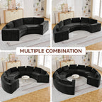 Curved Compression Sectional Couch，10 Seater，Black